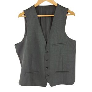 Bar III Men's 44L Slim Fit Wool Blend Vest Waistcoat Charcoal Gray Professional